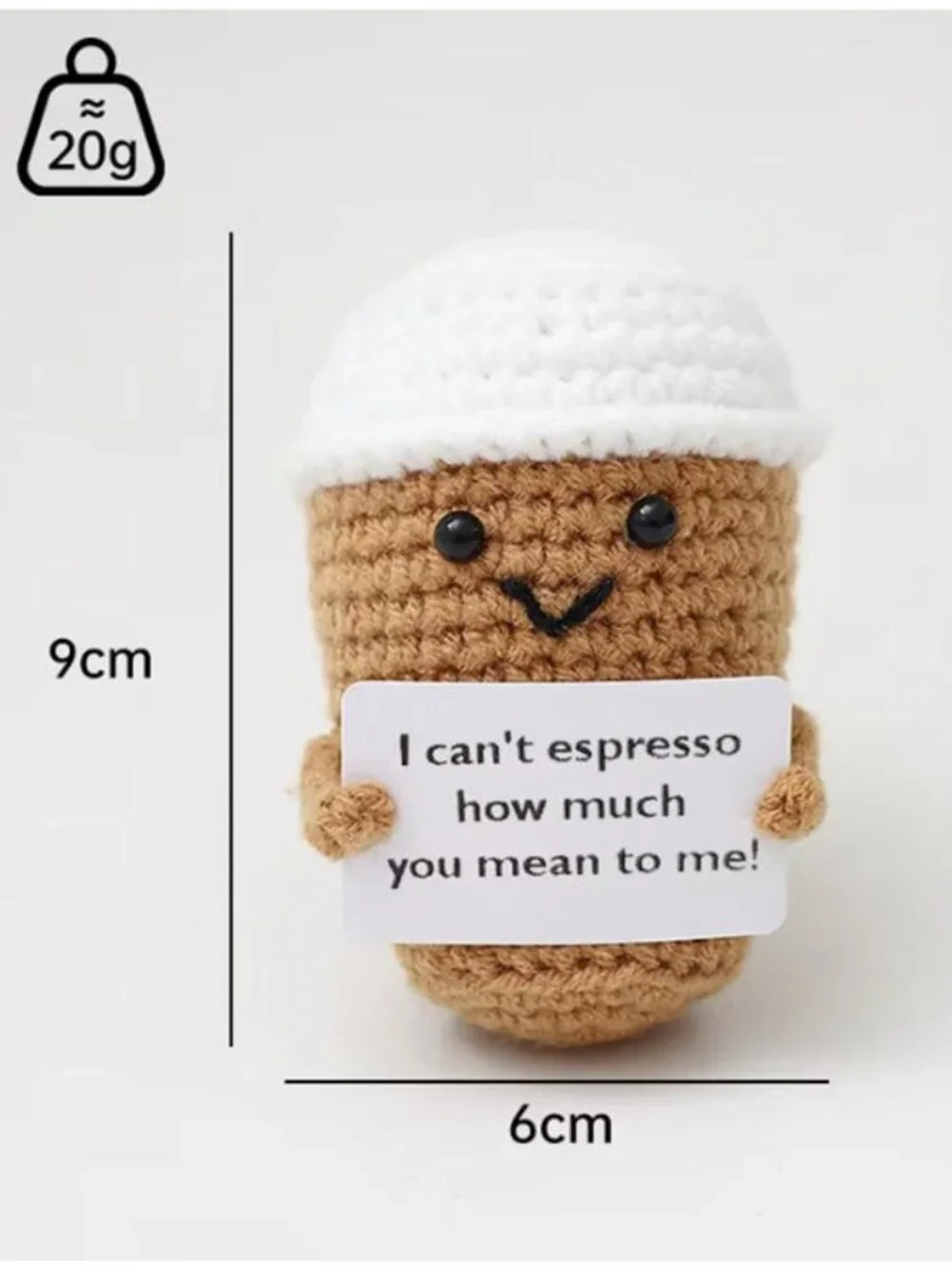 10 PCS Positive Affirmation Crochet Coffee Cup Doll Cute Knitted Ornament